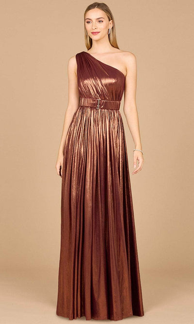 Lara Dresses 8122 - One Shoulder Metallic Evening Gown 0 /  Brown