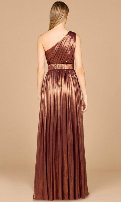 Lara Dresses 8122 - One Shoulder Metallic Evening Gown