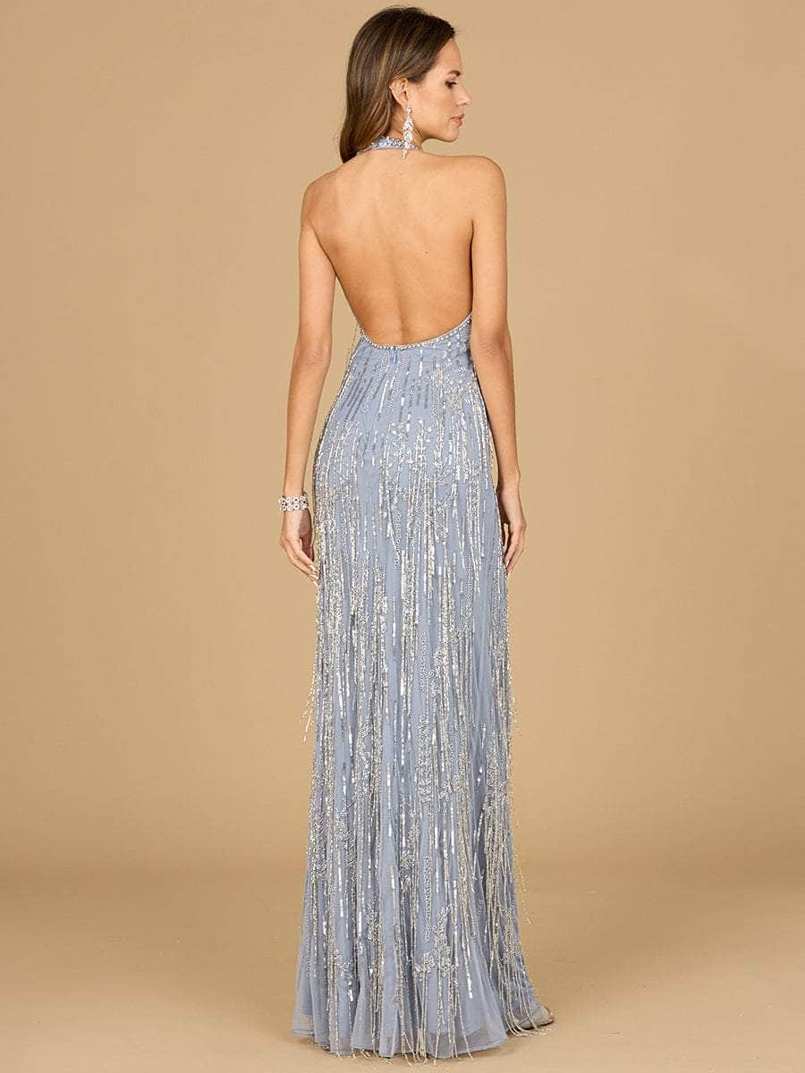 Lara Dresses 9933 - Fringe Embellished Halter Gown Special Occasion Dresses 