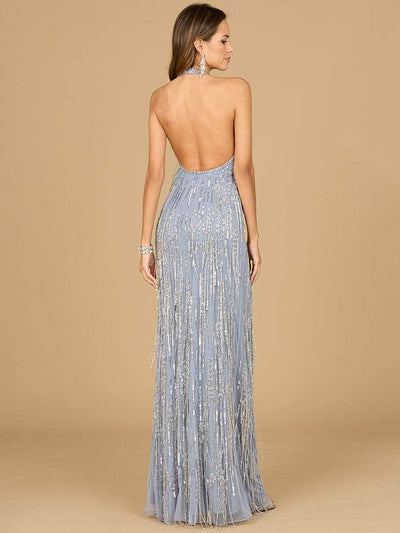 Lara Dresses 9933 - Fringe Embellished Halter Gown Special Occasion Dresses 