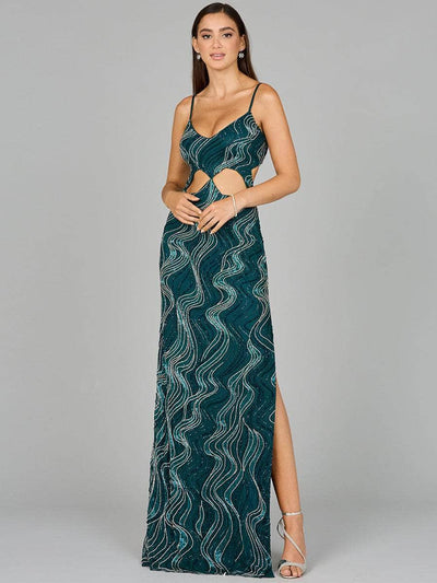 Lara Dresses 9941 - Lace-Up Back Fitted Bodice Gown Special Occasion Dresses 0/ Teal