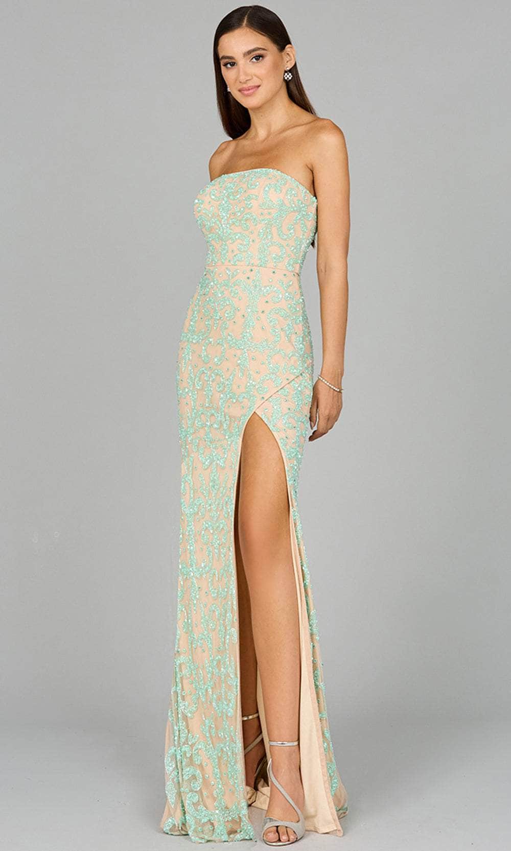 Lara Dresses 9952 - Strapless Beaded Evening Dress Special Occasion Dresses 0/ Nude/Mint