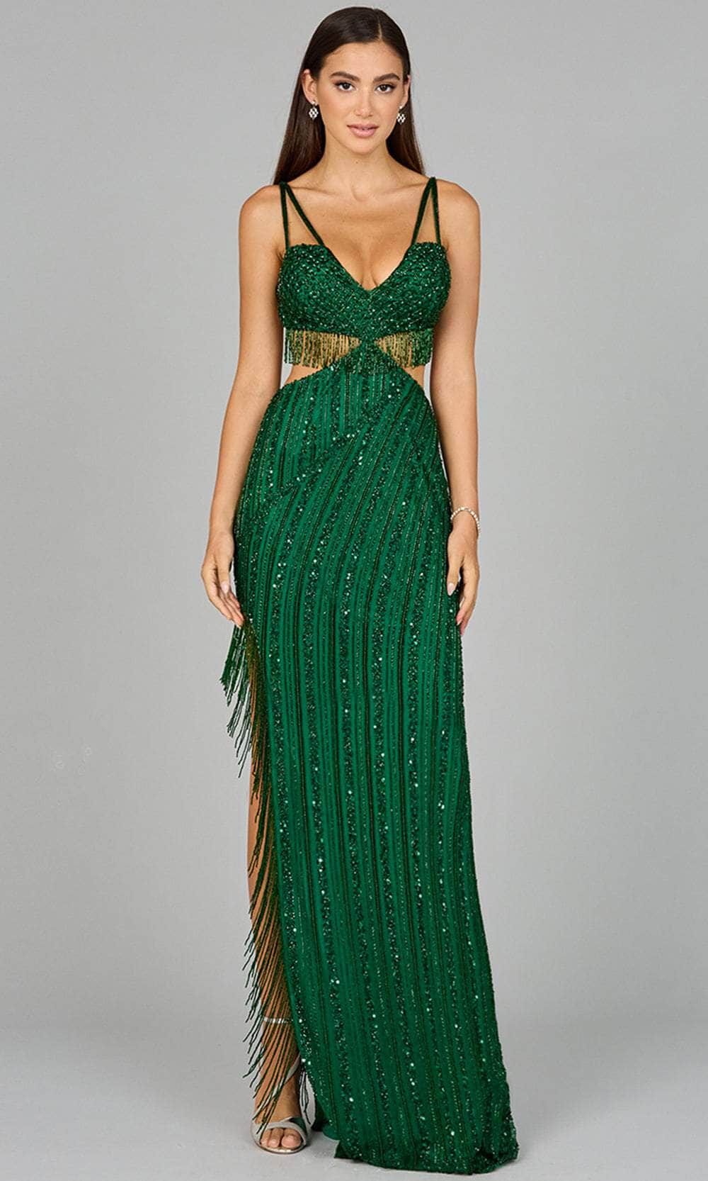 Lara Dresses 9957 - Strappy Back Cutout Prom Dress Special Occasion Dresses 0/ Emerald