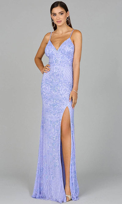 Lara Dresses 9961 - Embellished Sheath Evening Dress Special Occasion Dresses 0/ Blue Iris