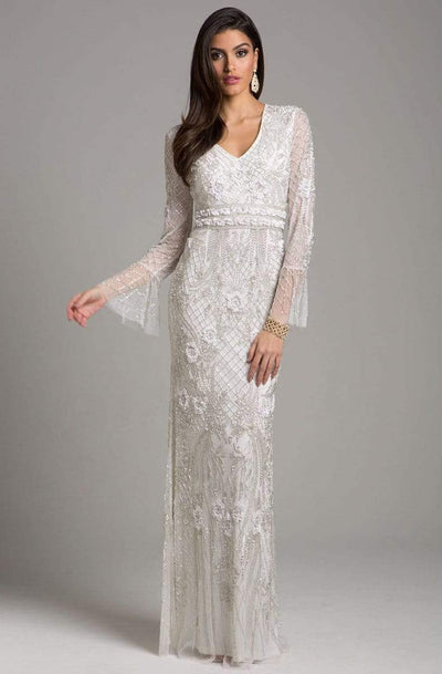 Lara Dresses - V Neck Long Sleeves Long Gown 33435 - 1 pc Ivory in Size 16 Available CCSALE 10 / Ivory