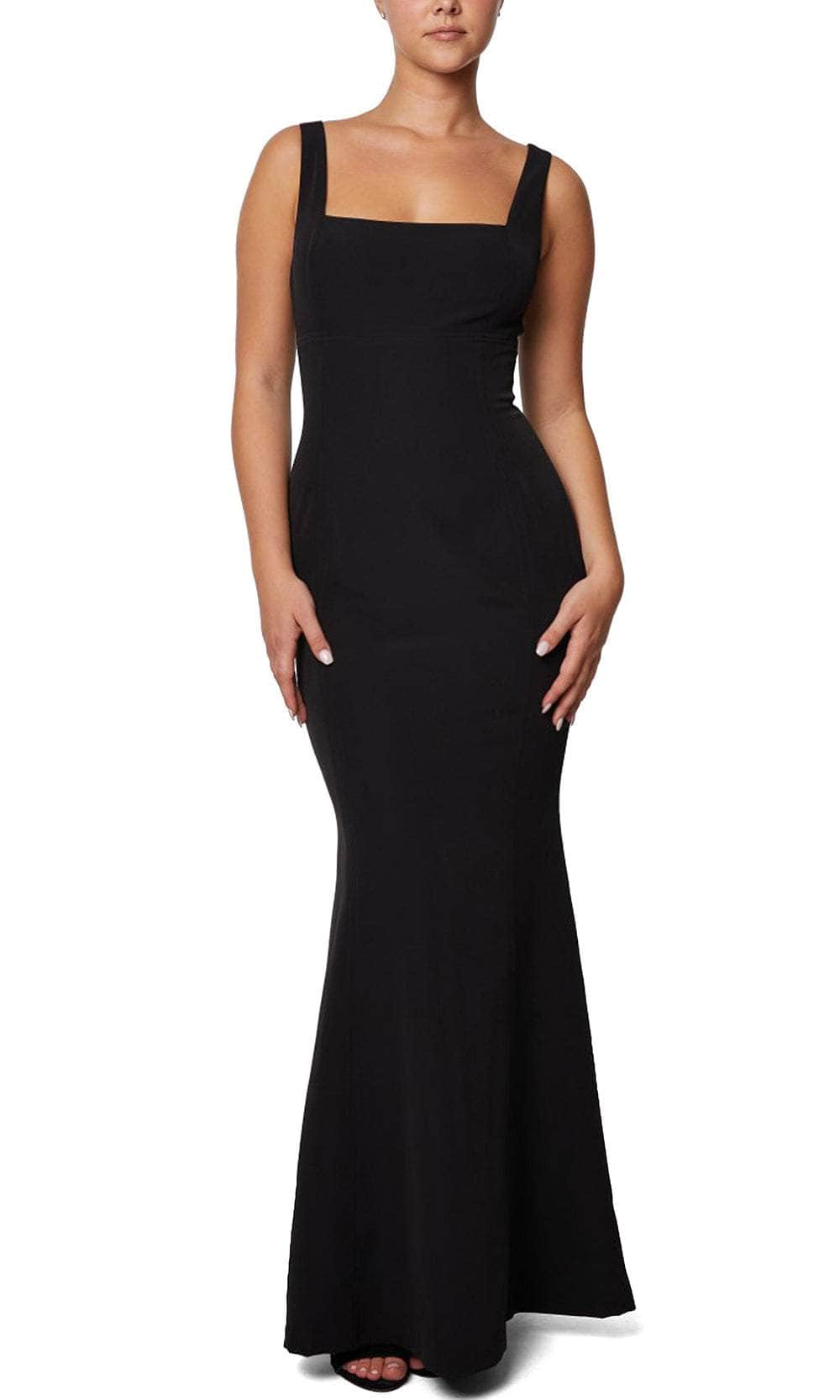 Laundry HT01W26 - Square Neck Fitted Evening Gown Prom Dresses 0 / Black