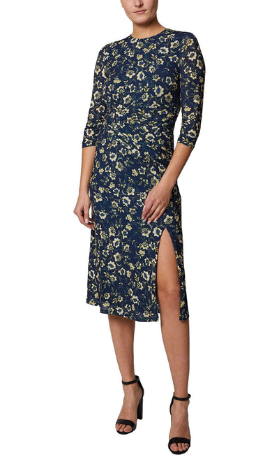 Laundry HU05D38 - Tea Length Floral Printed Dress Cocktail Dresses 2 / Navy Multi