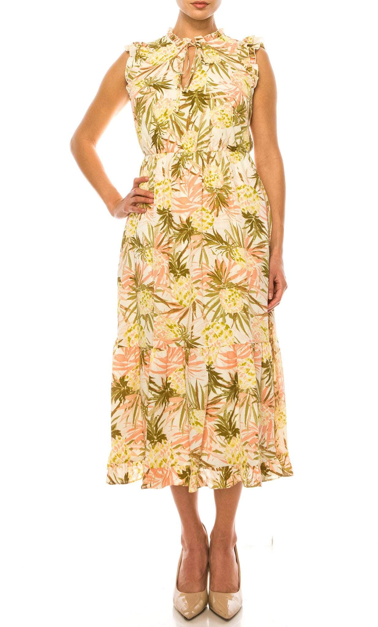 Laundry HV03D25 - Printed Summer Midi Dress Special Occasion Dress 0 / Anana Tropical