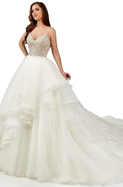 Lo'Adoro Bridal By Rachel Allan - M747 Crystal Beaded Sweetheart Ballgown Wedding Dresses 2 / Ivory Mocha