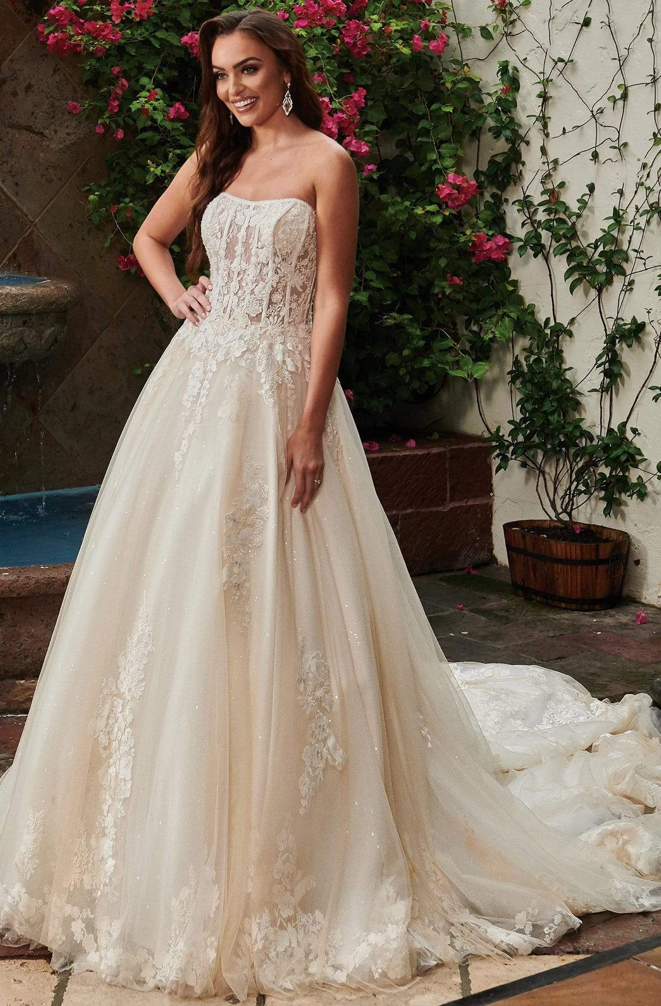 Lo'Adoro Bridal By Rachel Allan - M752 Strapless Lace Corset Gown Wedding Dresses