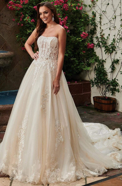 Lo'Adoro Bridal By Rachel Allan - M752 Strapless Lace Corset Gown Wedding Dresses