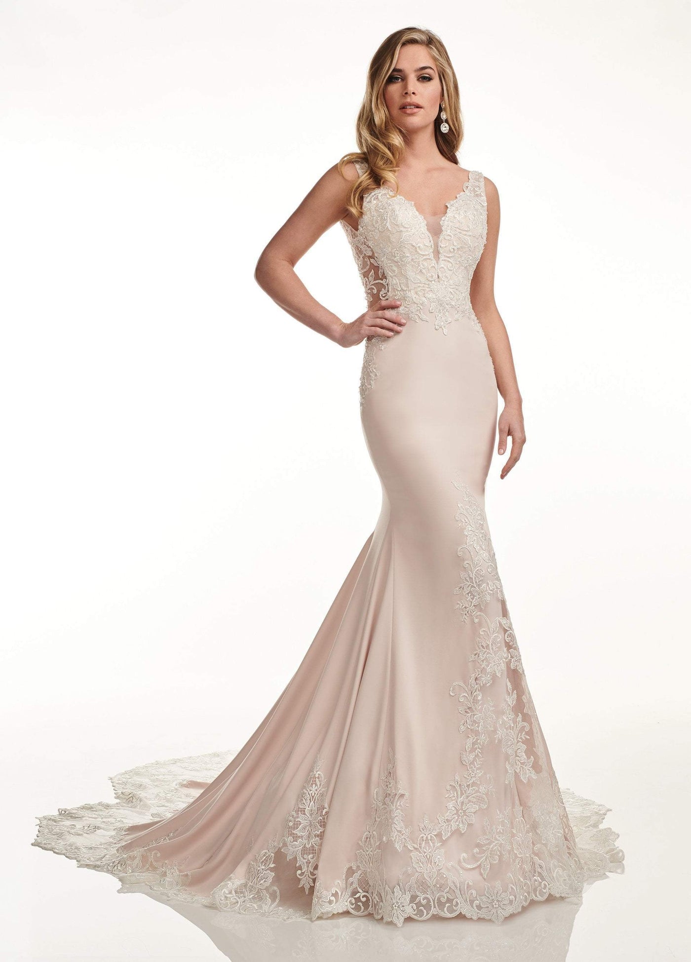Lo'Adoro by Rachel Allan - M739 Low Scoop Back Mermaid Bridal Gown Special Occasion Dress 0 / Ivory Champagne
