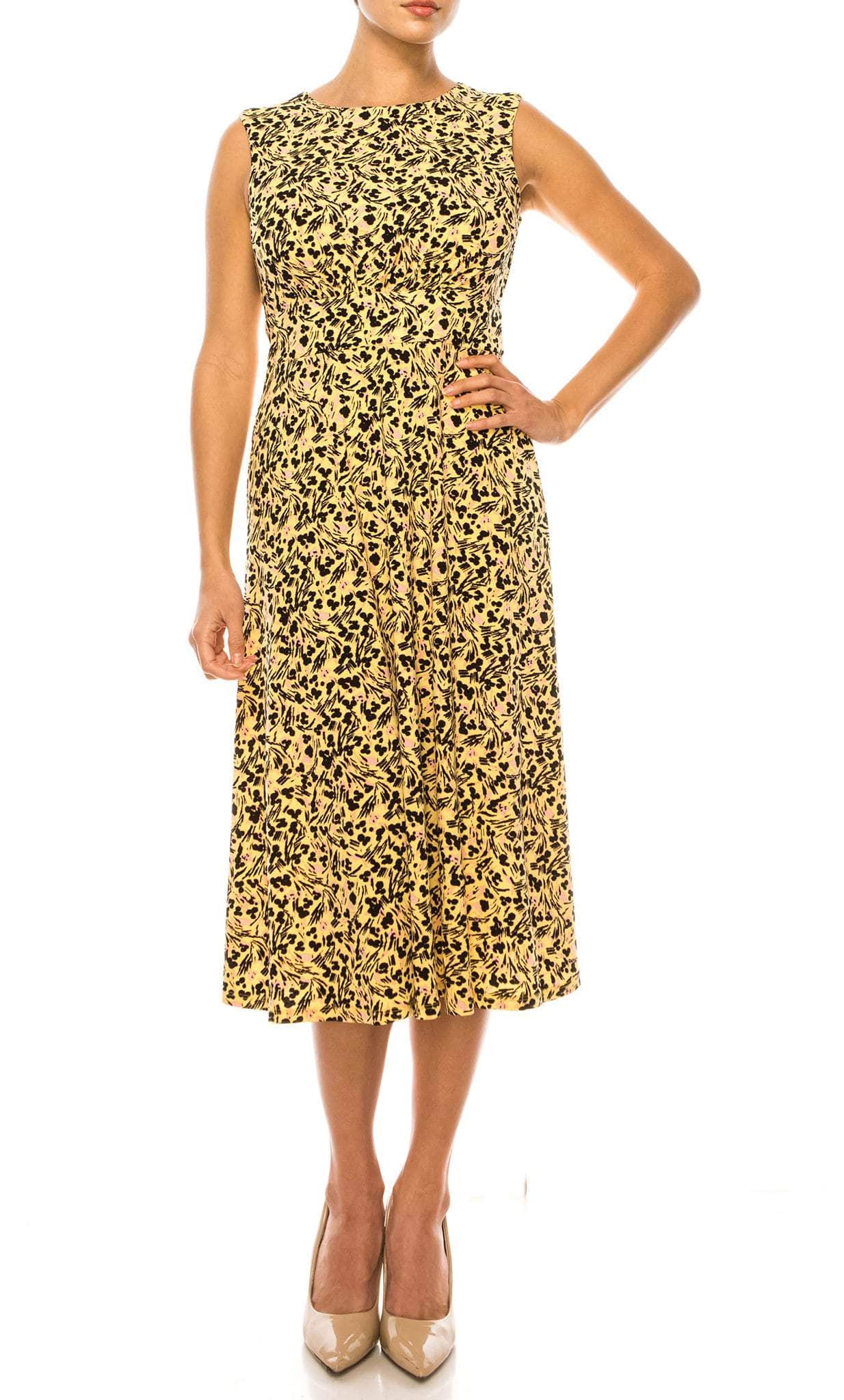 London Times T5758M - Sleeveless Floral Print Midi Dress Special Occasion Dress