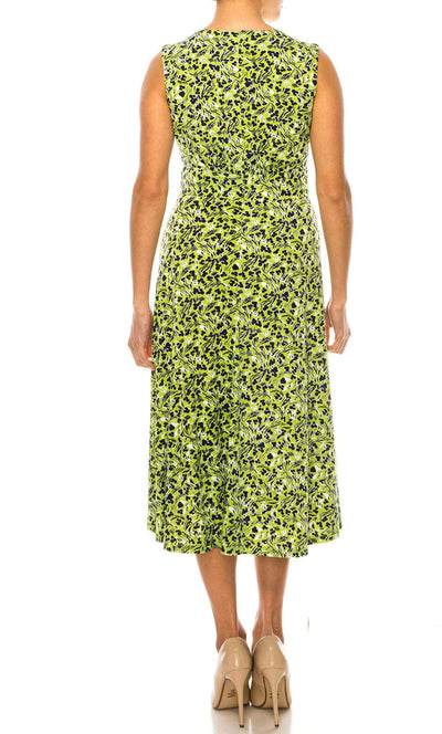 London Times T5758M - Sleeveless Floral Print Midi Dress Special Occasion Dress
