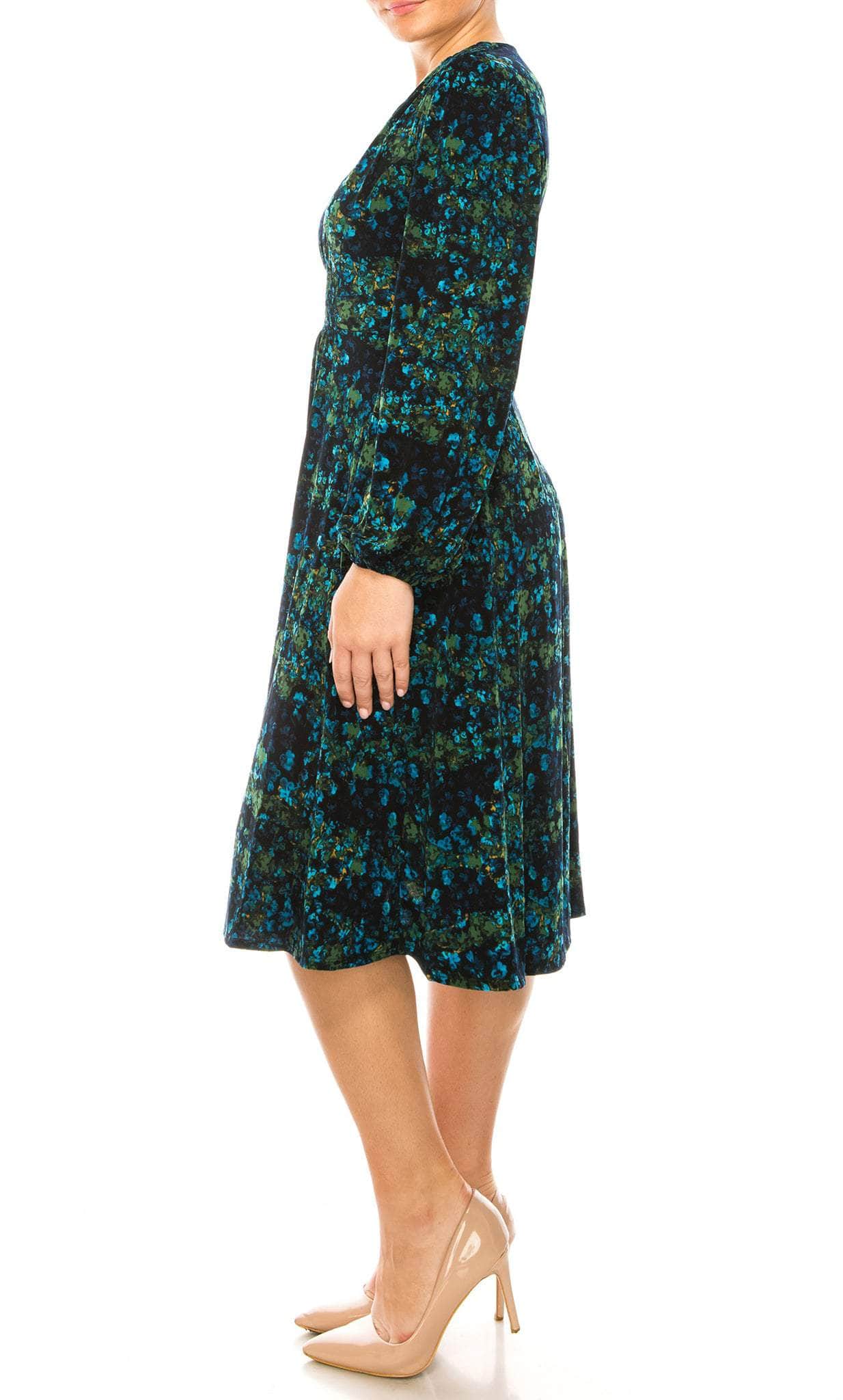 London Times T5953M - Floral Printed Midi Dress Special Occasion Dress