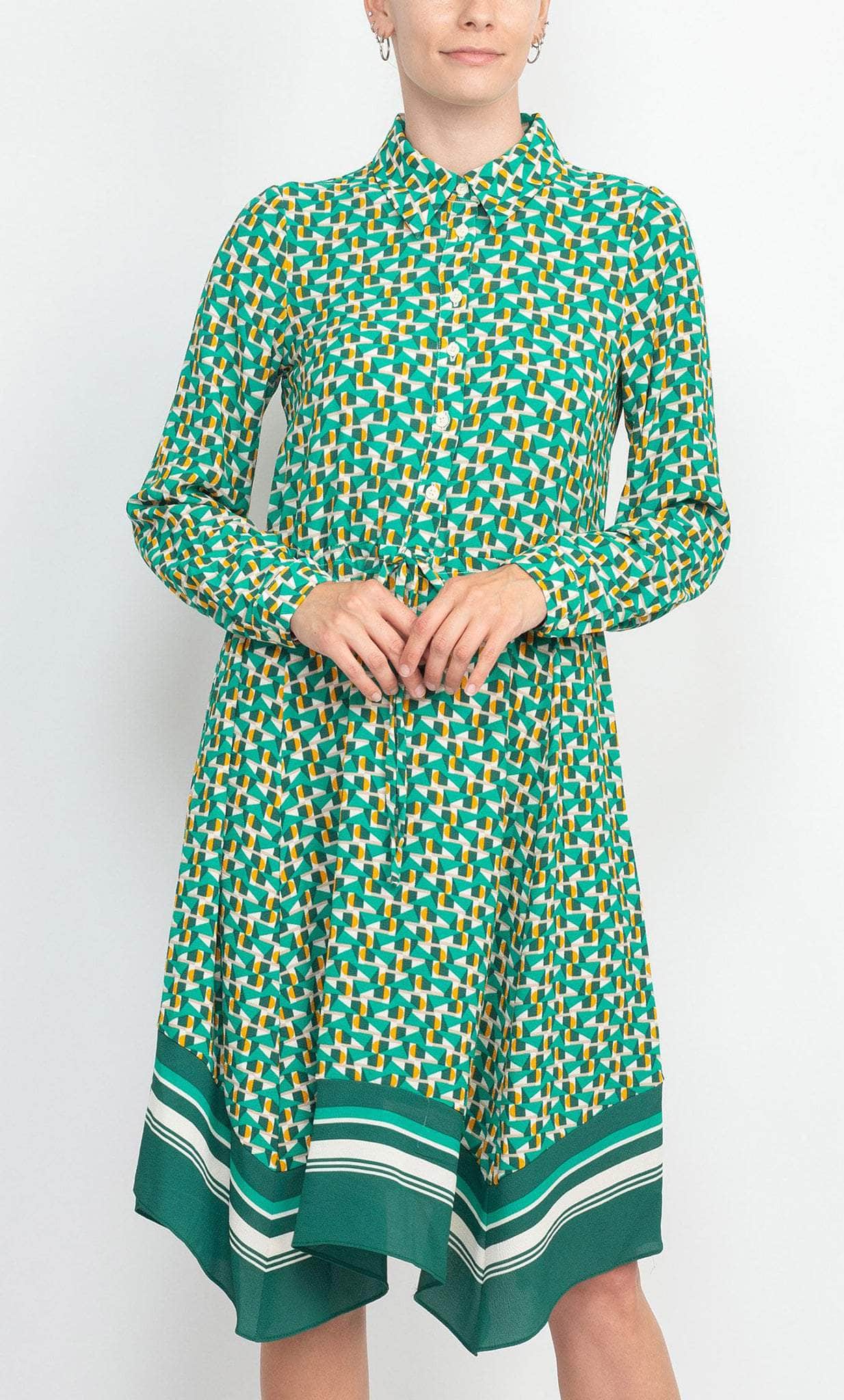 London Times T6031M - Long Sleeve Collared Neck Knee Length Dress Mother Of The Bride Dresses