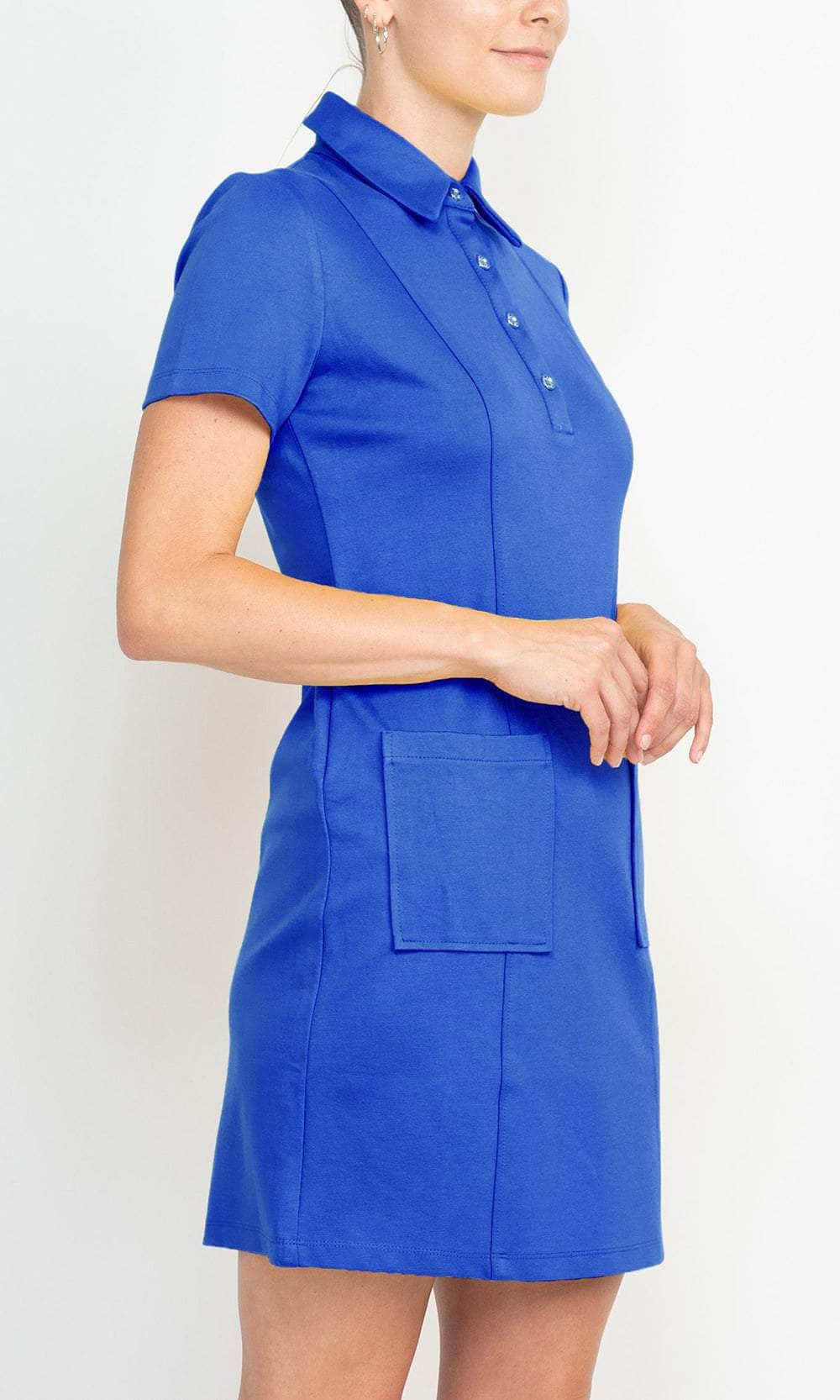 London Times T6053M - Collared Sheath Casual Dress In Blue