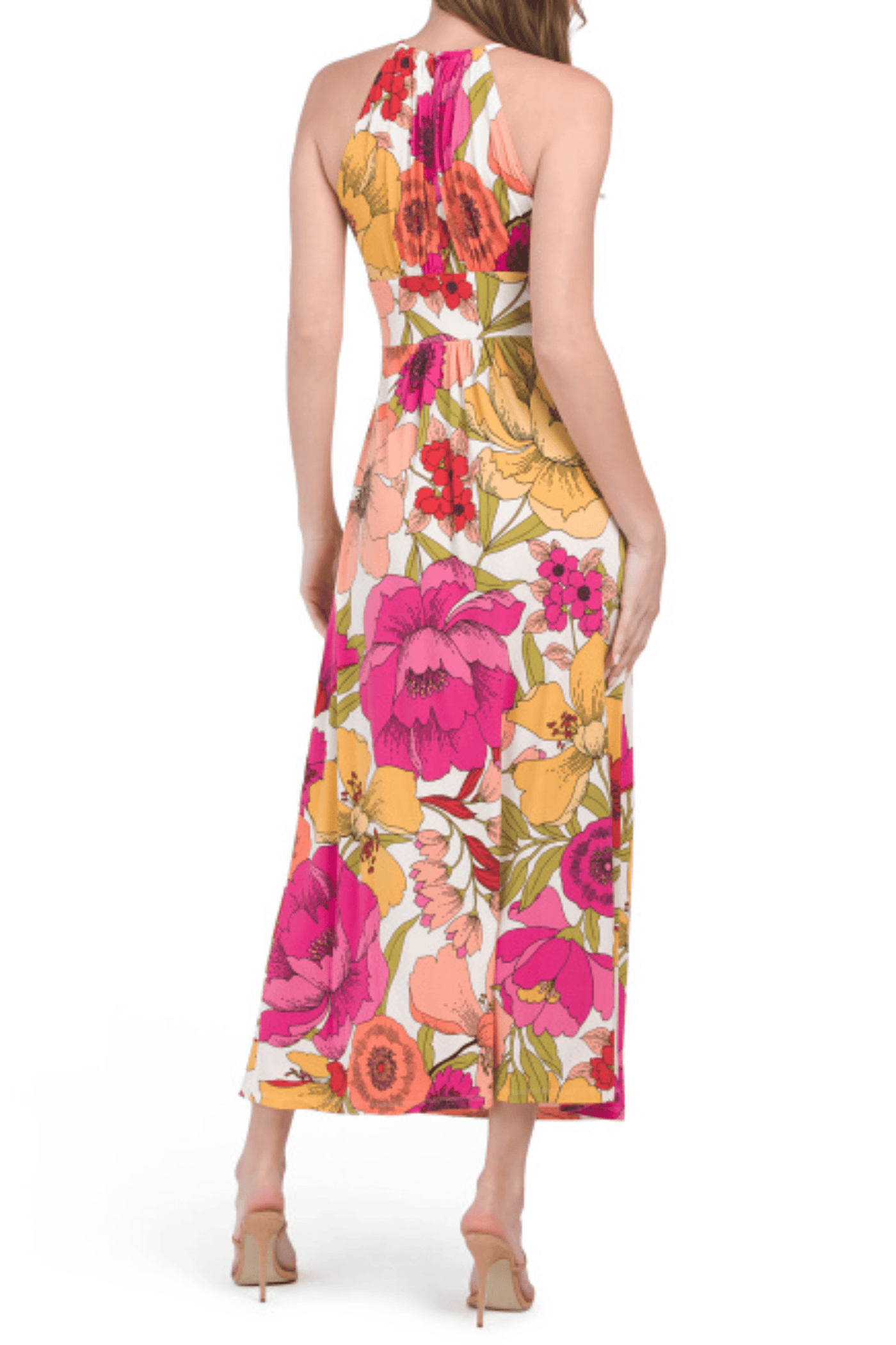 London Times T6110M - Floral Halter Maxi Dress Special Occasion Dresses