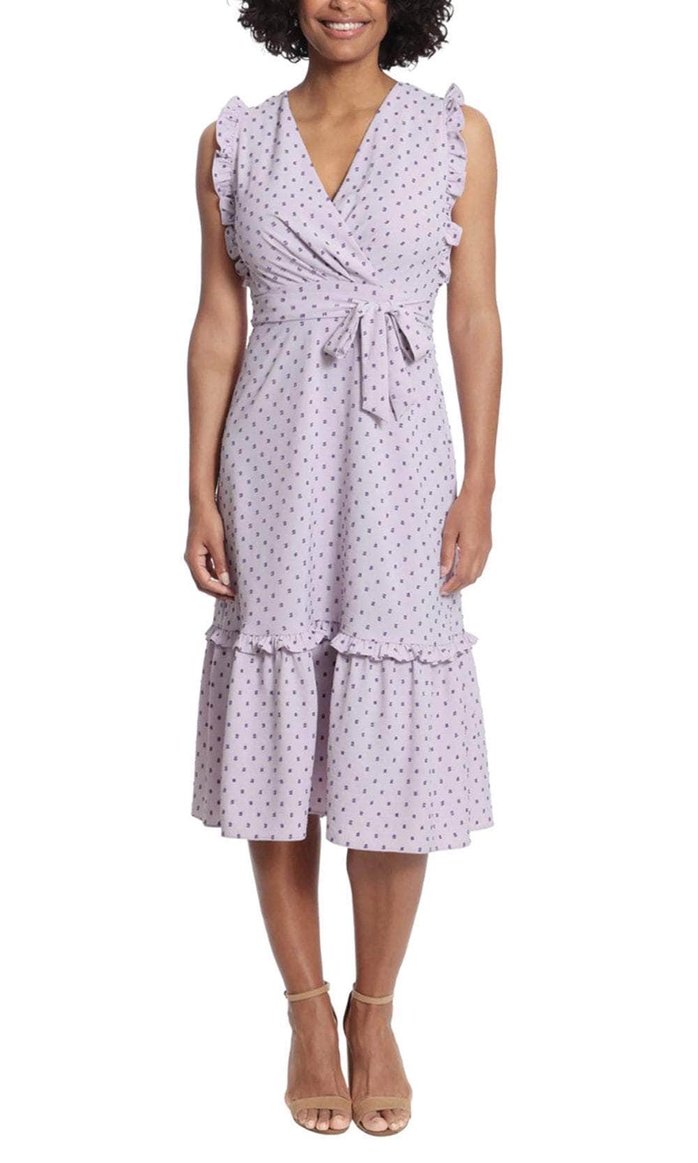 London Times T6128M - Wrap Dot Print Short Dress Cocktail Dresses