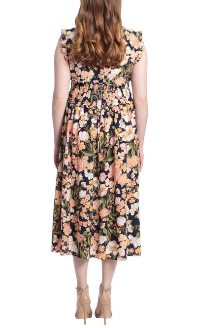 London Times T6131M - Tea Length Floral Casual Dress Special Occasion Dress