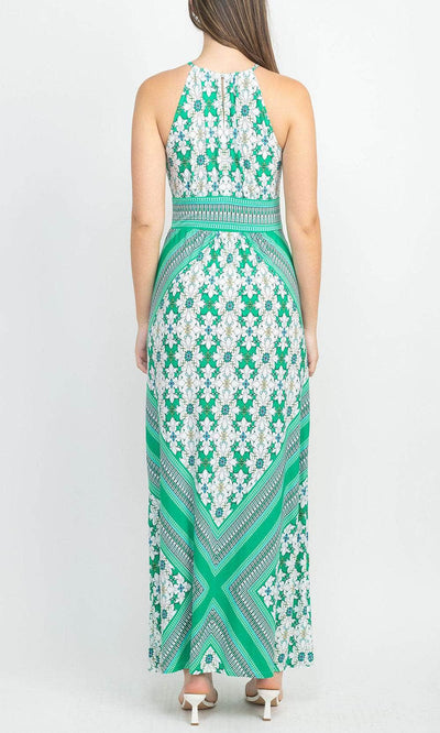 London Times T6148M - Printed Halter Dress Evening Dresses