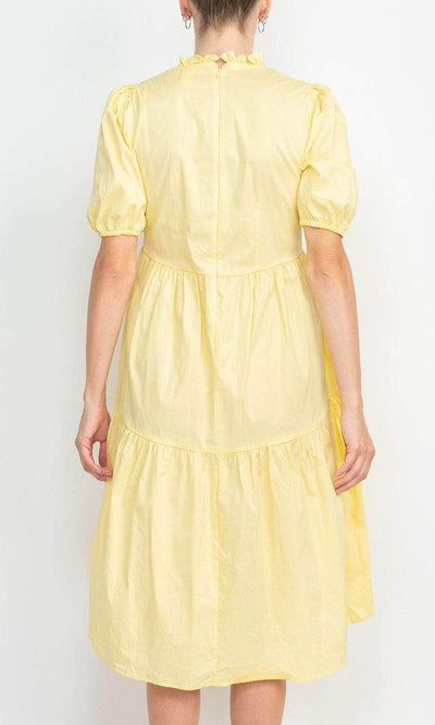 London Times T6166M - Short Puff Sleeve High Low Hem Dress Holiday Dresses