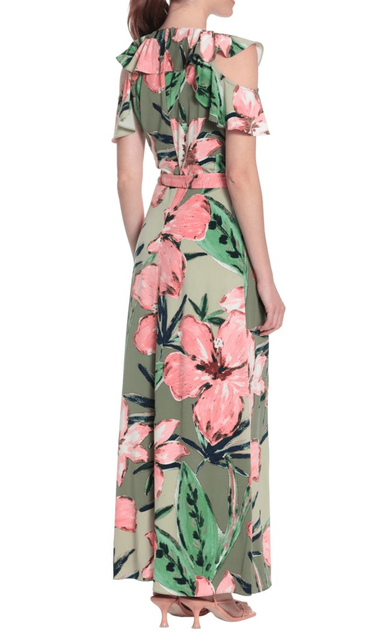 London Times T6230M - Cold Shoulder Floral Maxi Dress Special Occasion Dress