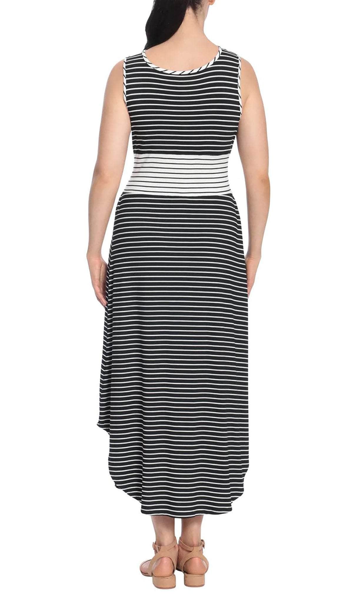 London Times T6236M - Scoop Neck Casual Stripe Dress Evening Dresses