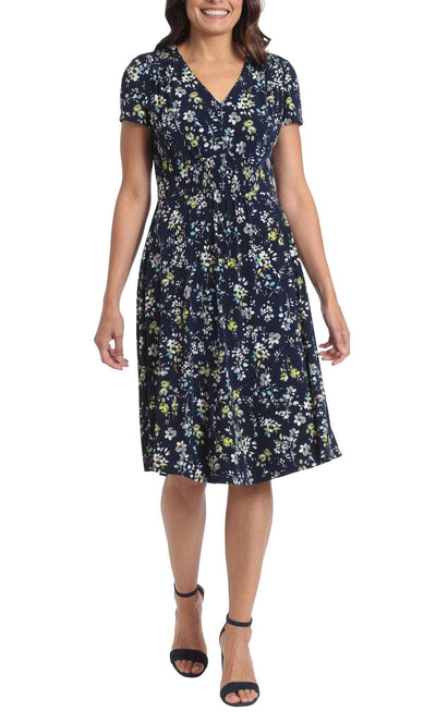 London Times T6387M - Floral V-Neck Cocktail Dress Cocktail Dresses