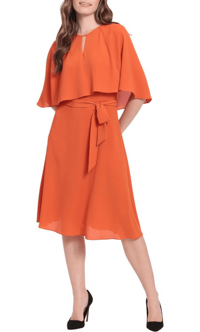London Times T6408M - Cape Sleeve A-Line Cocktail Dress Special Occasion Dress 0 / Spice