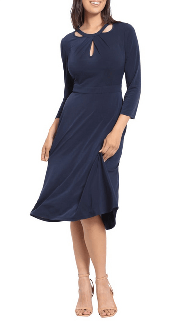 London Times T6474M - Jewel Neck Cutouts Formal Dress Special Occasion Dress 0 / Peacoat Navy