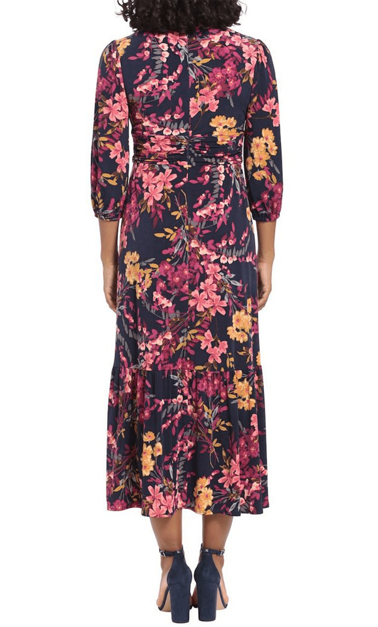 London Times T6548M - Floral Draped A-line Gown Evening Desses