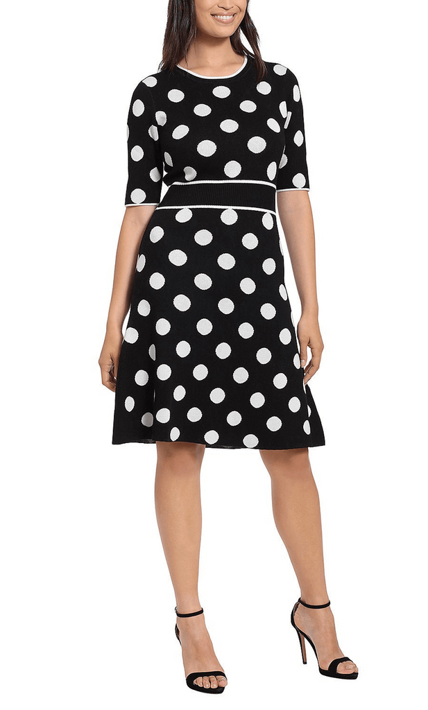 london times dresses black and white T6598M - Short Knit A-Line Dress perm-md Ladies - Black Open-Back Recommended Care Color:Baby Blue