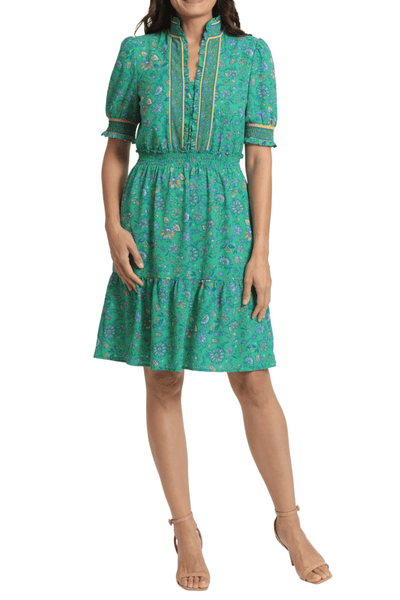 London Times T6656M - Smocked Short Sleeve A-Line Cocktail Dress Special Occasion Dresses
