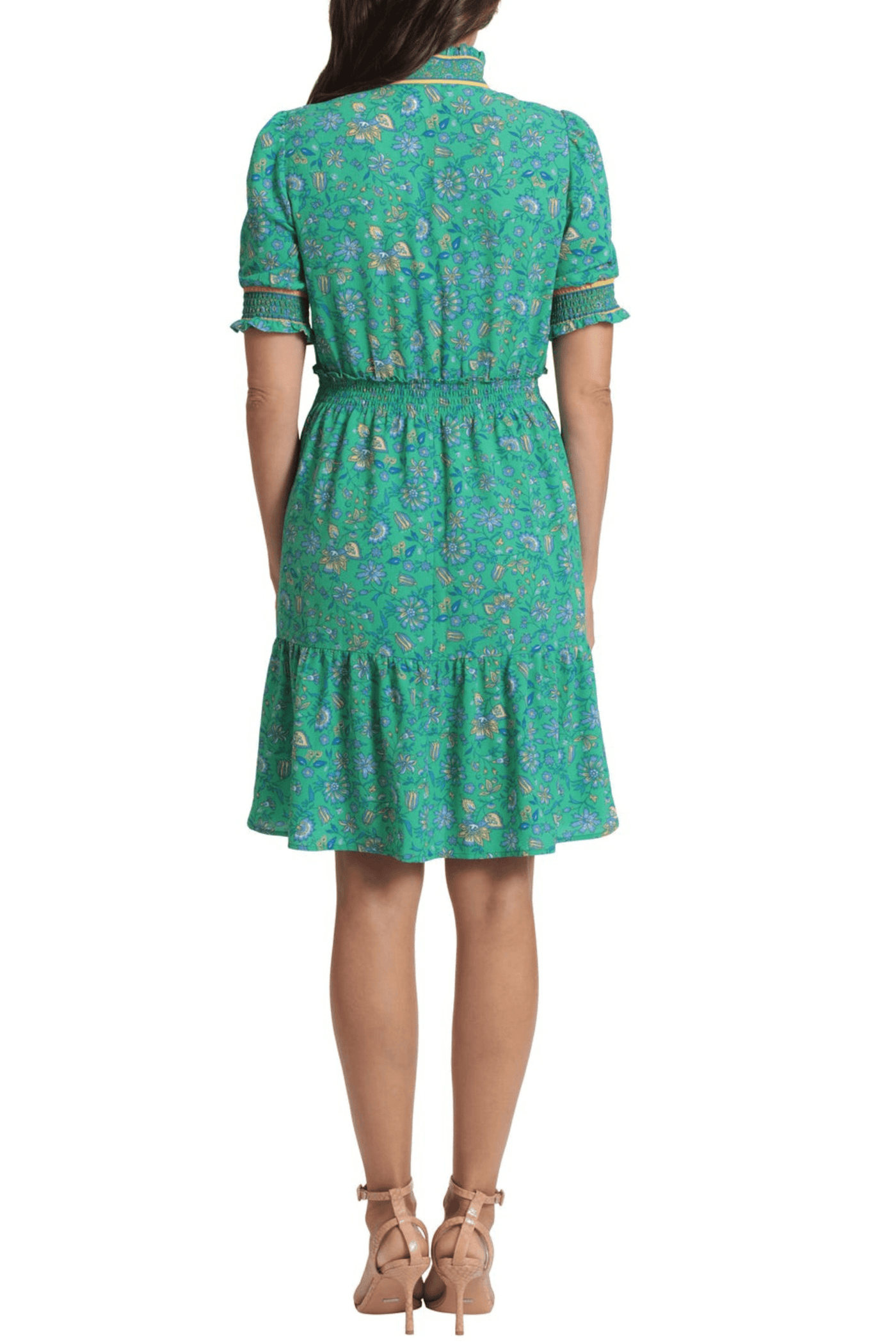 London Times T6656M - Smocked Short Sleeve A-Line Cocktail Dress Special Occasion Dresses