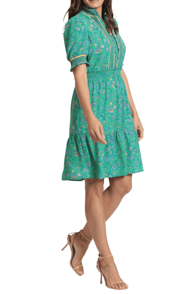 London Times T6656M - Smocked Short Sleeve A-Line Cocktail Dress Special Occasion Dresses