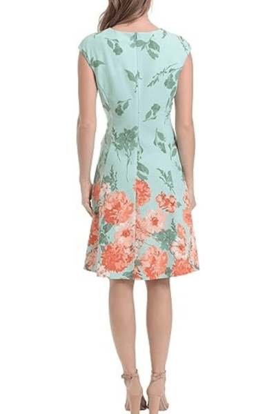 London Times T6705M - Jewel Neck Floral Printed Cocktail Dress Special Occasion Dresses