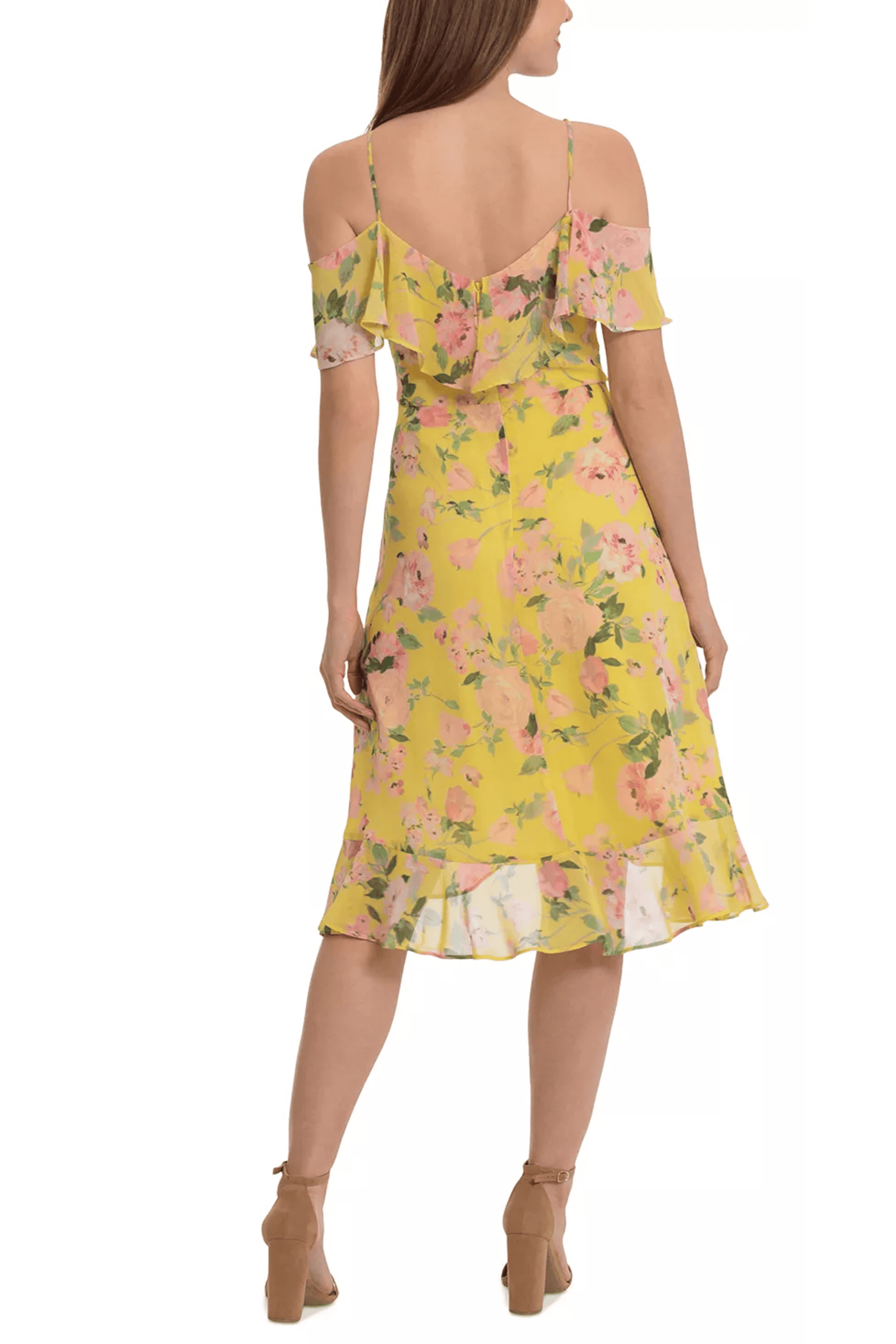 London Times T6748M - Cold Shoulder Floral Printed Formal Dress Special Occasion Dresses