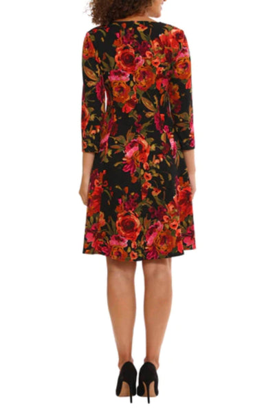 London Times T7018M - Floral Printed Jewel Neck Cocktail Dress Special Occasion Dresses