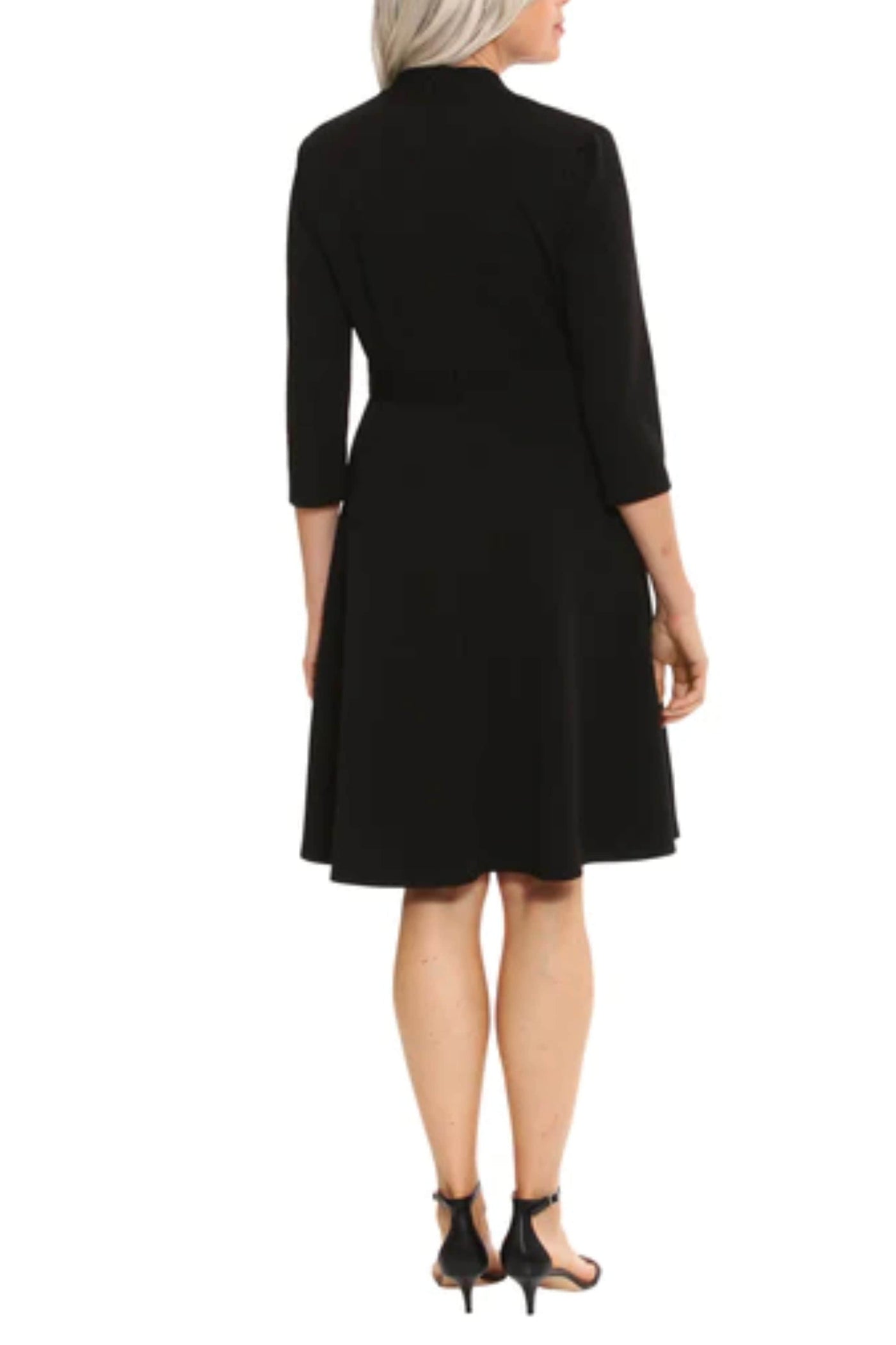 London Times T7099M - Knee-Length Textured Scuba Crepe A-Line Dress - Three Quarter Sleeves, Belt, Fitted, Full Back, Back Zipper ADASA London Times T7099M - Knee-Length Textured Scuba Crepe A-Line Dress - Three Quarter Sleeves, Belt, Fitted, Full Back, Back Zipper ADASA