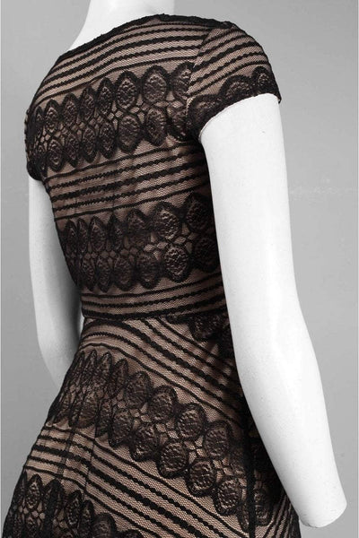 London Times - L0750P Lace V-neck A-line Dress in Black and Neutral