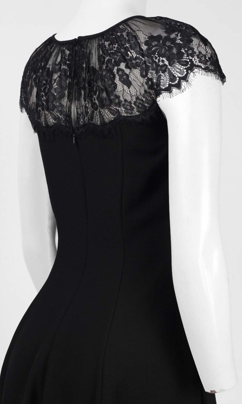 London Times - L1335M Short Lace Cap Sleeve A-Line Dress In Black