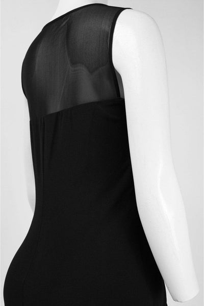 London Times - T0863M Illusion Bateau Jersey Sheath Dress in Black