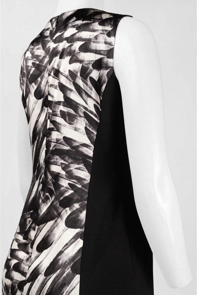 London Times - T1669M Opaque Paneled Print Dress in Black and White