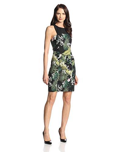 Adrianna Papell - 16PD77170 Printed Halter Sheath Cocktail Dress In Black and Green