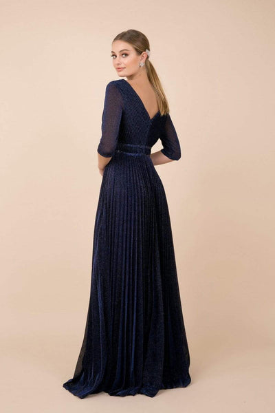 Nox Anabel - Deep V-neck Pleated A-line Dress M530 - 1 pc Rose gold in Size 3XL Available CCSALE