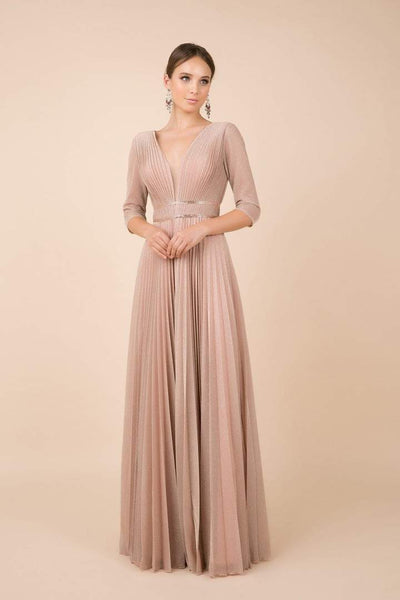 Nox Anabel - M530SC Deep V-neck Pleated A-line Dress