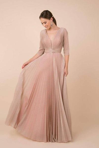 Nox Anabel - M530SC Deep V-neck Pleated A-line Dress