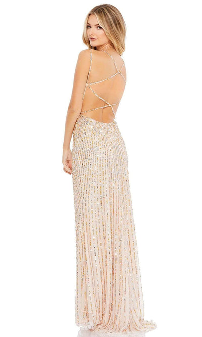 Mac Duggal - 10702 Sleeveless V-Neck Open Back Sequin Gown Evening Dresses