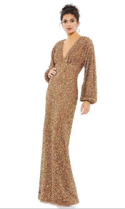 Mac Duggal 10791 - Long Bishop Sleeve Formal Gown Special Occasion Dresses 2 / Bronze